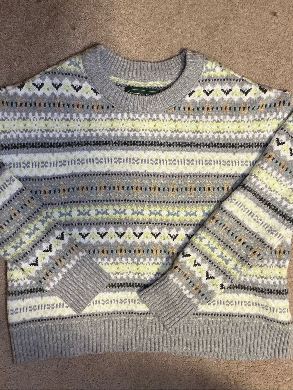 Men's Grey Fair Isle Crewneck Sweater - Unknown Brand